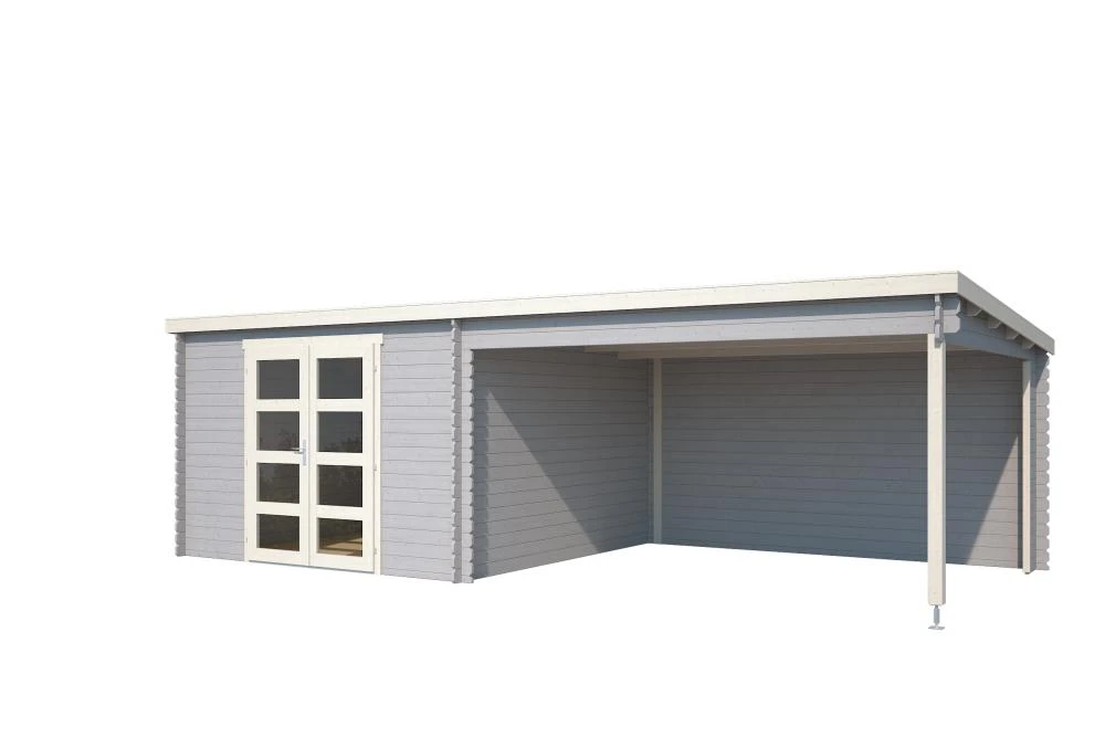 Outdoor Life Blokhut Olenka Platinum Grey-Wit 710 x 330 cm - Afbeelding 2